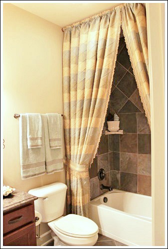 shower bathroom decorating curtains curtain window hang tub hanging ceiling decor bathrooms elegant spa toilet idea relaxing jenniferdecorates importance homey