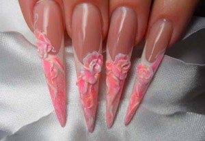 Long-Pink-Acrylic-Nail-Designs