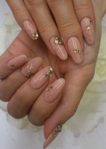 peach-and-stick-on-diamante-glitter-new-years-eve-nail-art