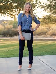 light denim shirt with dark jeans